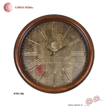 ساعت دیواری چوب طبیعی قطر 44 سانتی‌متر کامار (CAMAR) کد 4703