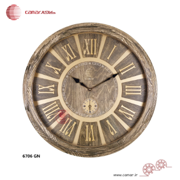 ساعت دیواری چوب طبیعی قطر 60 سانتی‌متر کامار (CAMAR) کد 6706