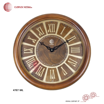 ساعت دیواری چوب طبیعی قطر 44 سانتی‌متر کامار (CAMAR) کد 4707