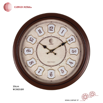 ساعت دیواری قاب چوبی قطر 39 سانتی‌متر کامار (CAMAR) کد W3105