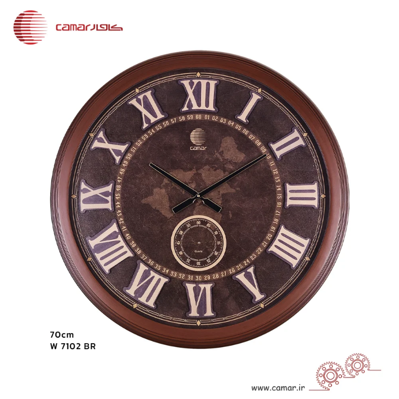 ساعت دیواری قاب چوبی قطر 70 سانتی‌متر کامار (CAMAR) کد W7102