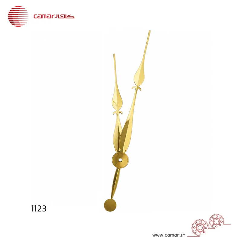 لوازم ساعت دیواری عقربه ساعت و دقیقه شمار سایز 15.9 سانتی‌متر فکش طلایی شاینی کامار (CAMAR) کد 1123