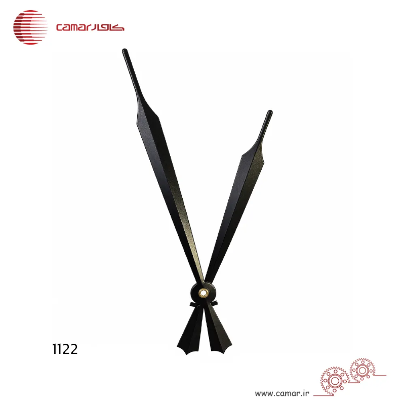 لوازم ساعت دیواری عقربه ساعت و دقیقه شمار سایز 16 سانتی‌متر نیزه‌ای مشکی کامار (CAMAR) کد 1122