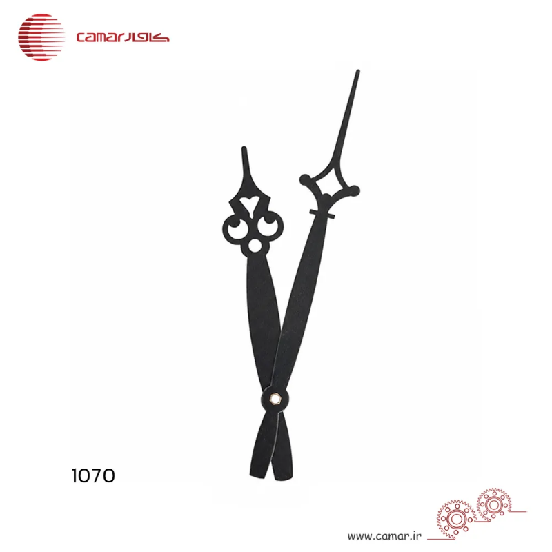 لوازم ساعت دیواری عقربه ساعت و دقیقه شمار سایز 14 سانتی‌متر فرفورژه مشکی کامار (CAMAR) کد 1070