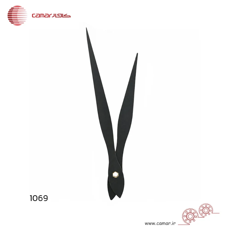 لوازم ساعت دیواری عقربه ساعت و دقیقه شمار سایز 13.5 سانتی‌متر نیزه‌ای مشکی کامار (CAMAR) کد 1069