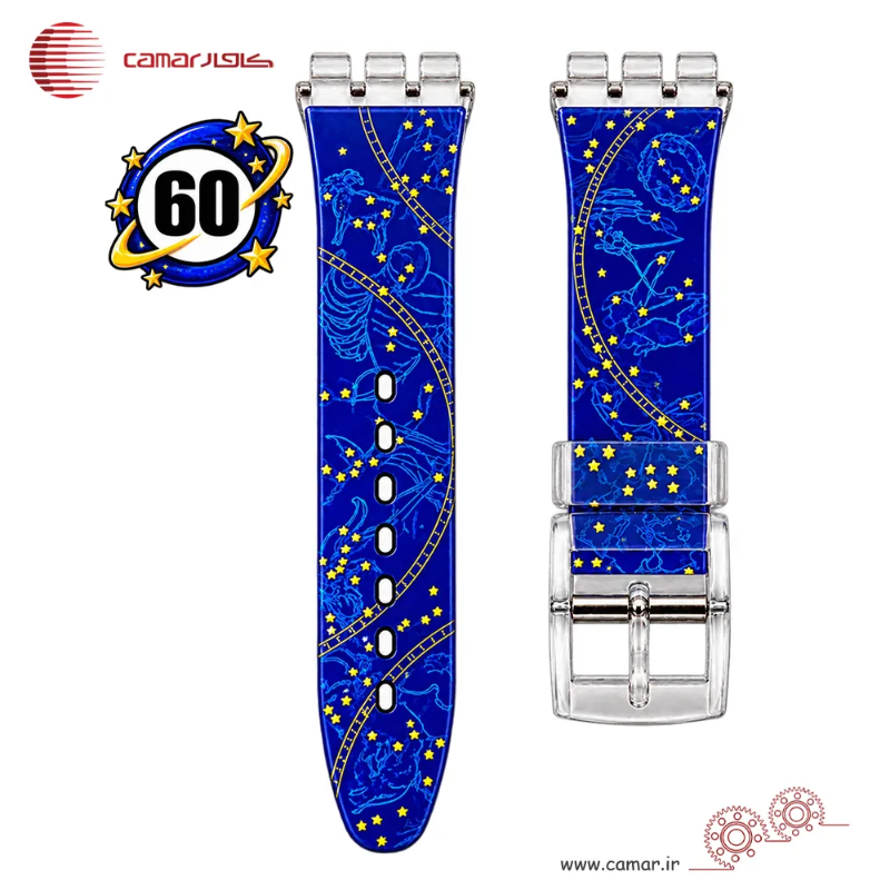 بند ساعت رابر سواچ طرح دار شفاف سایز 17mmSW کامار (CAMAR) تولید هنگ کنگ کد 60