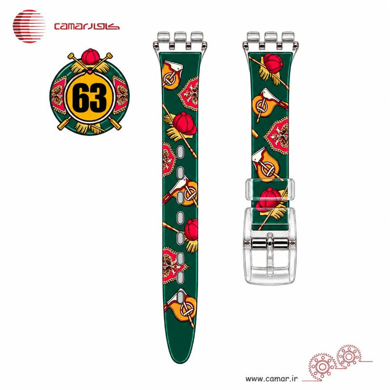 بند ساعت رابر سواچ طرح دار شفاف سایز 12mmSW کامار (CAMAR) تولید هنگ کنگ کد 63