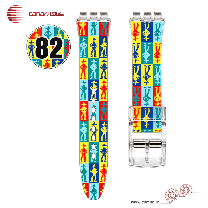 بند ساعت رابر سواچ طرح دار شفاف سایز 17mmSW کامار (CAMAR) تولید هنگ کنگ کد 82
