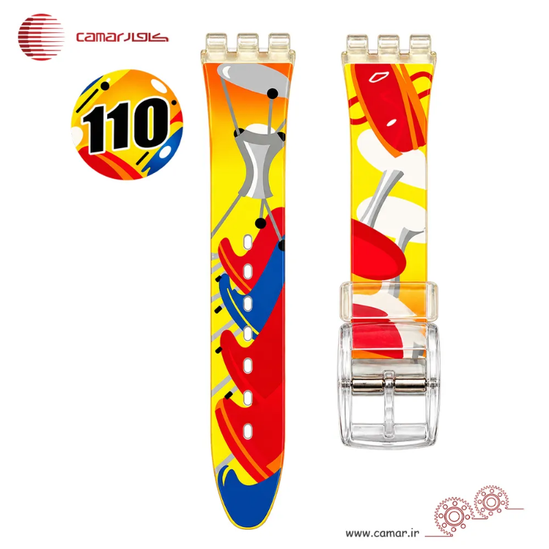 بند ساعت رابر سواچ طرح دار شفاف سایز 17mmSW کامار (CAMAR) تولید هنگ کنگ کد 110